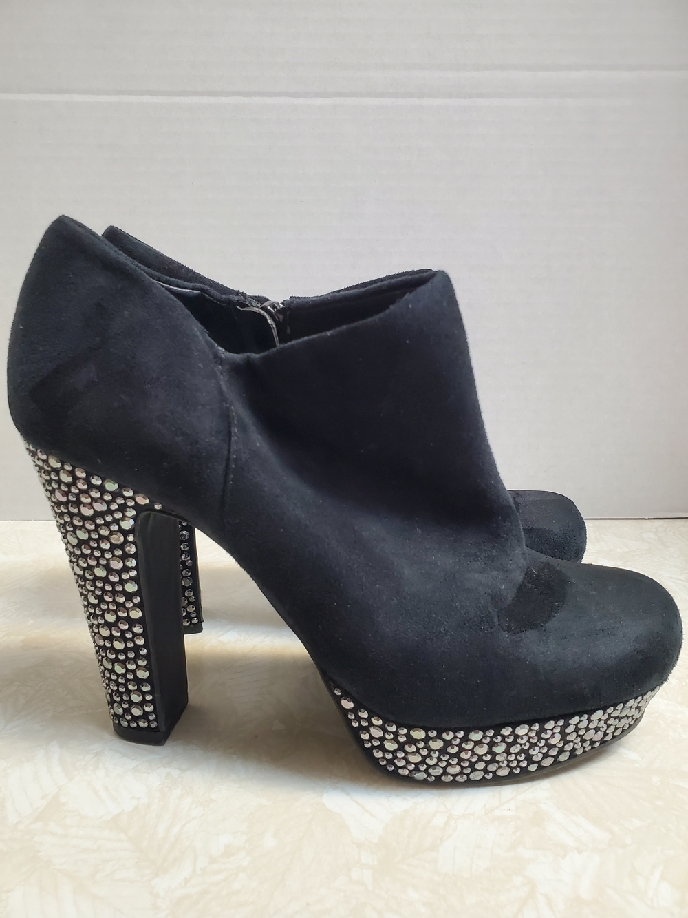 Gianni Bini Black Suede -Studded Platform Booties